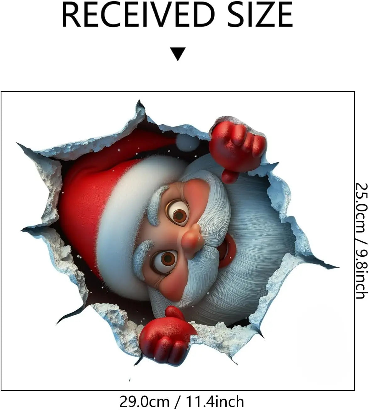 3PCS Festive Decor Santa Face Vinyl Stickers - Smooth 3D Illusion Figure Shape Peel-Off Pack