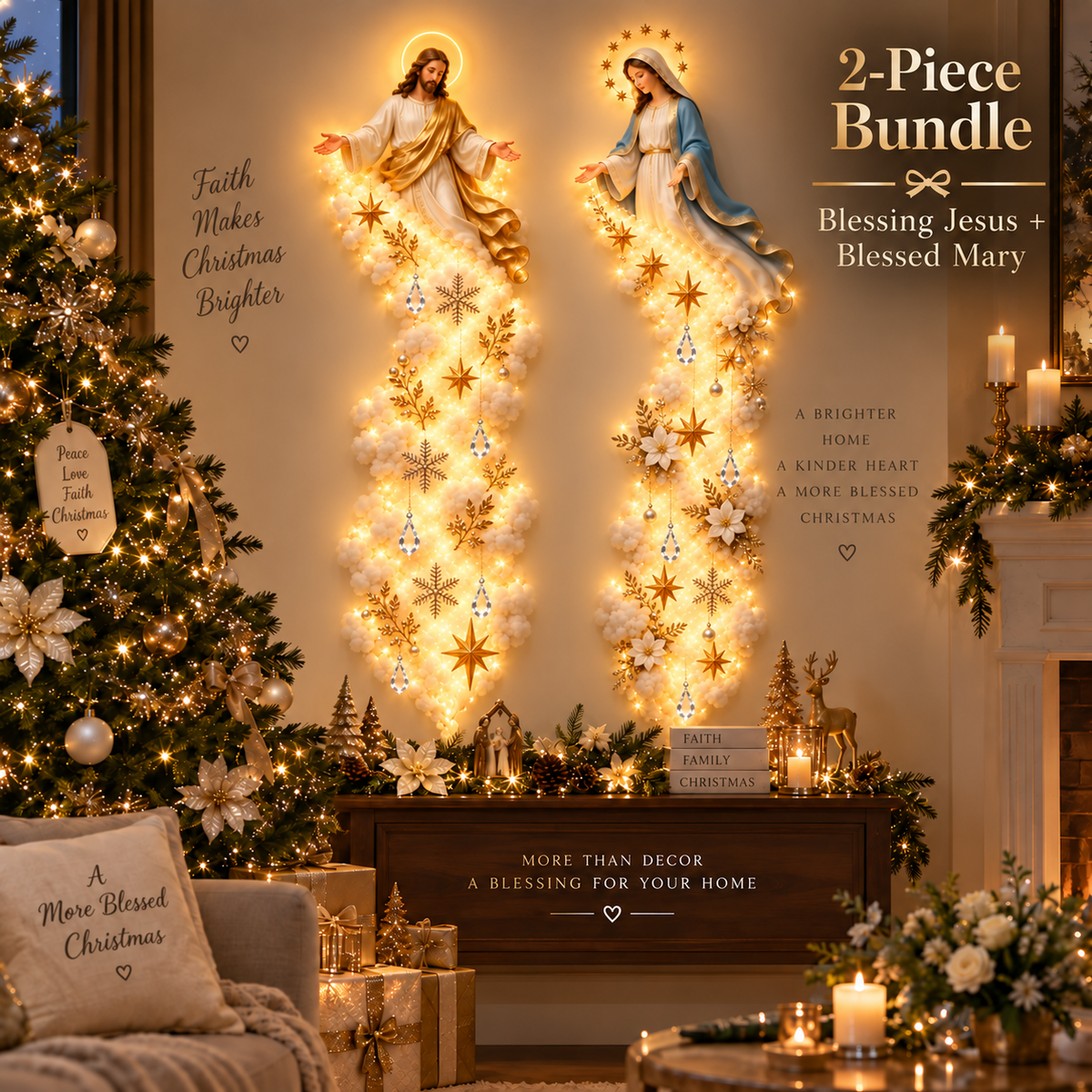 Christmas Blessing Cloud Trail Wall Light Collection – Jesus, Mary