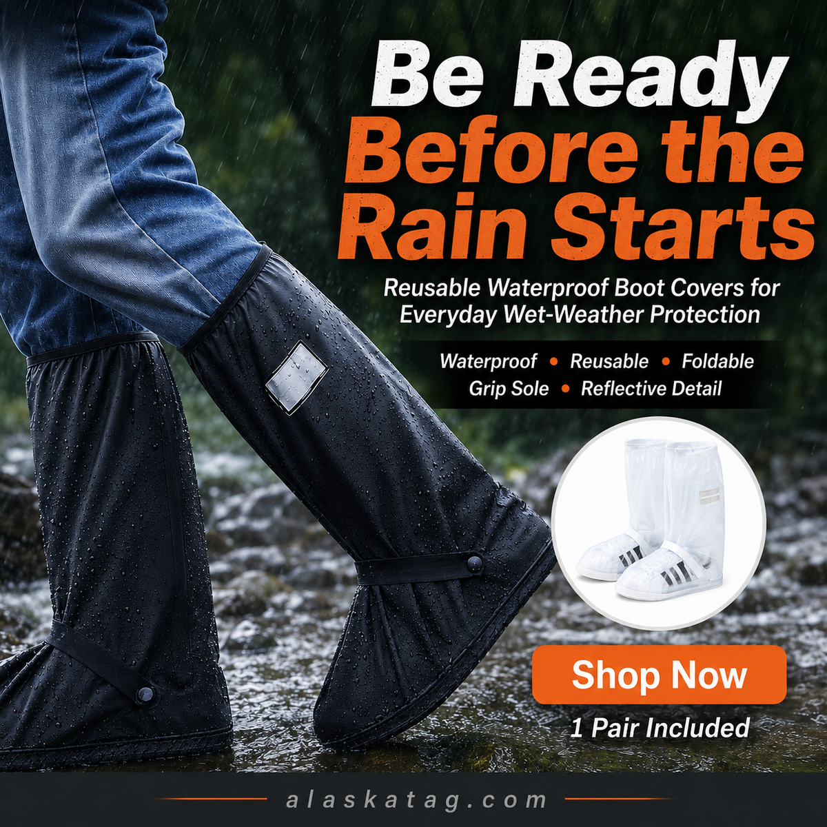 Reusable Waterproof Boot Covers for Rain, Mud & Snow