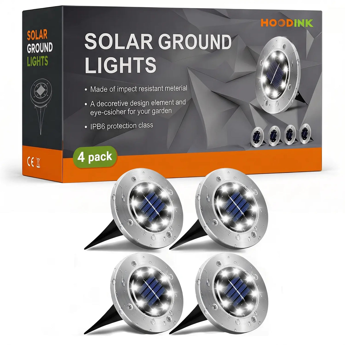 8-LED Solar Pathway Lights – Auto-On Outdoor Garden Lights