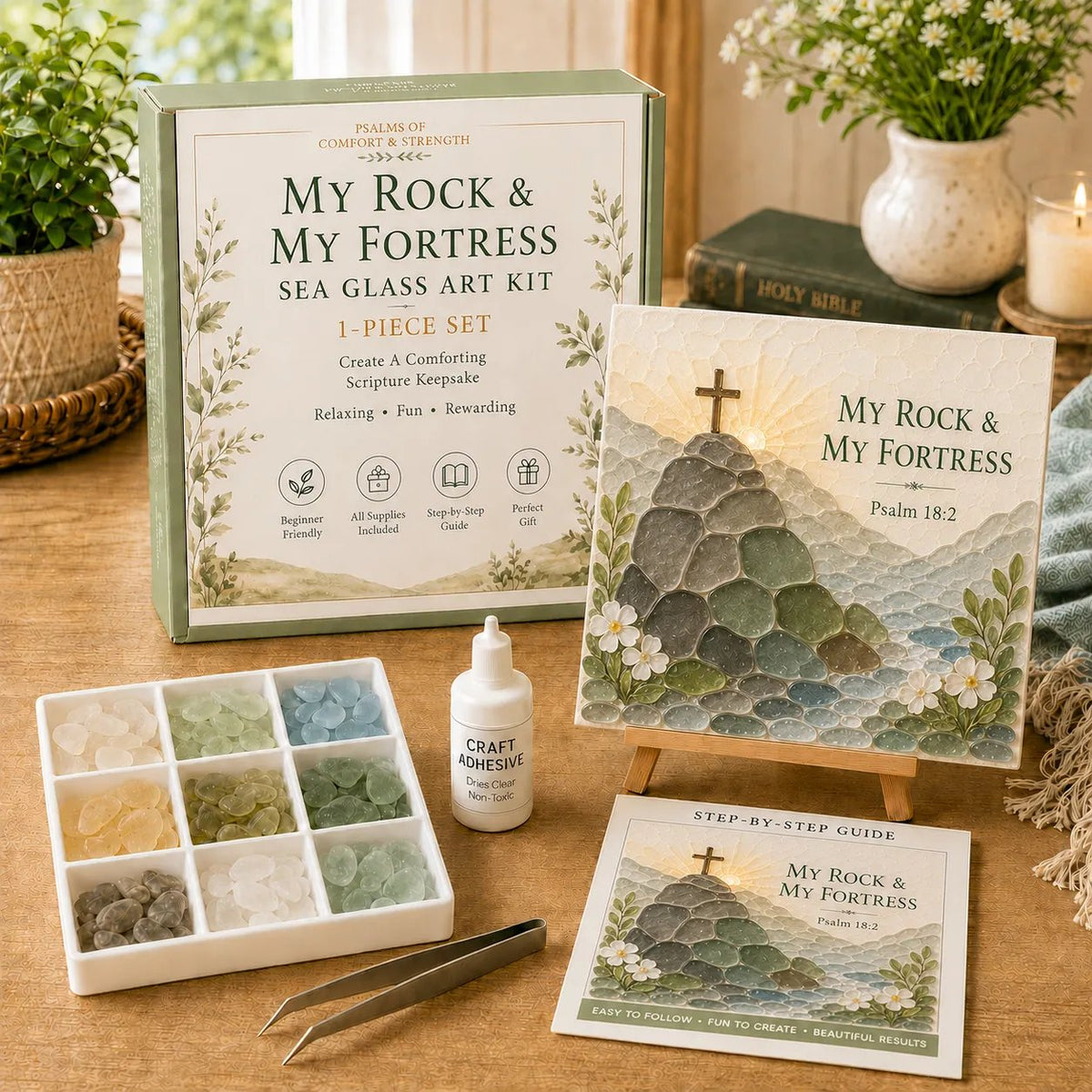 LAST DAY 49% OFF - Psalms of Comfort & Strength Sea Glass Art Kit