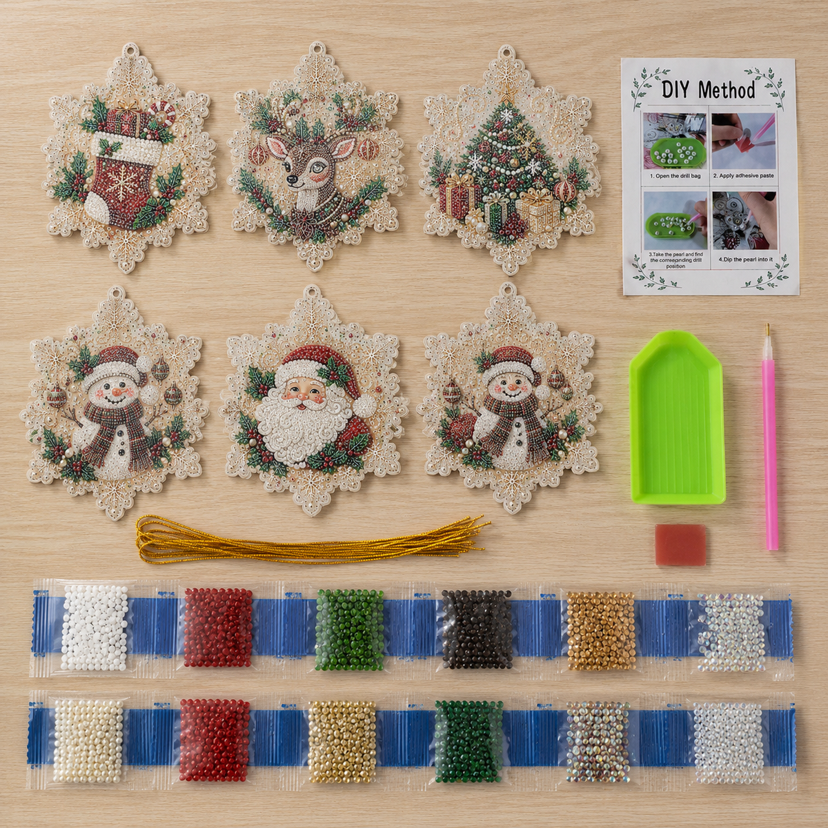 DIY Diamond Painting Christmas Ornaments – 6Pc Set