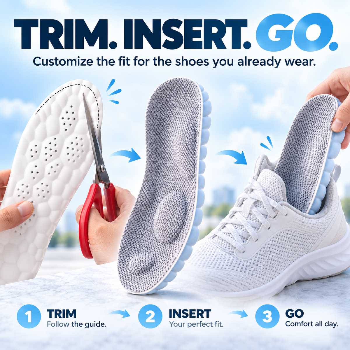 2pairs 4D Cloud Comfort Insoles – Soft Cushioning & All-Day Support