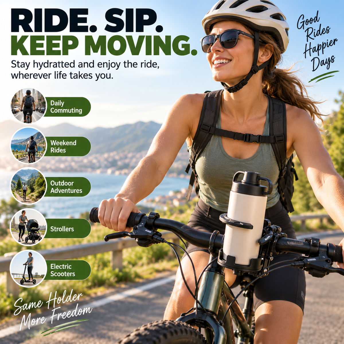 Foldable 360° Rotating Bike Cup Holder – Adjustable Space-Saving Drink Mount