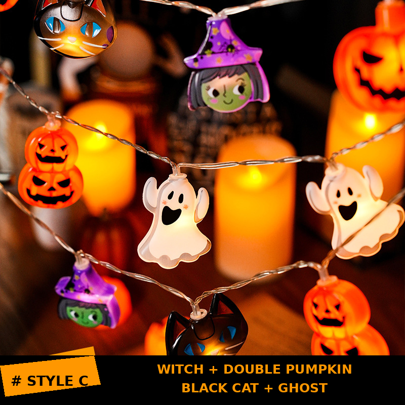 Halloween Character LED String Lights – 20 LEDs, 8 Modes & Timer