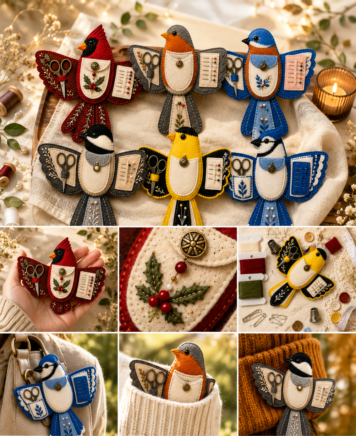 Bird-Shaped Felt Sewing Organizer DIY Kit