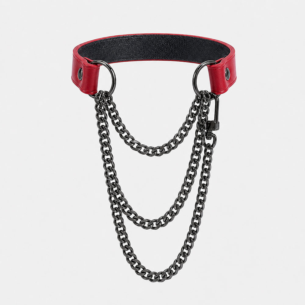 Black Vegan Leather Layered Choker Necklace
