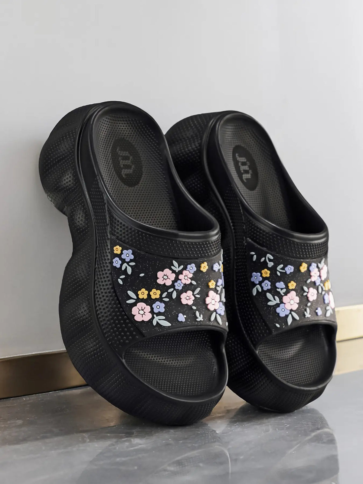 Women's Leaf Design EVA Sandals – Chunky Sole, Breathable