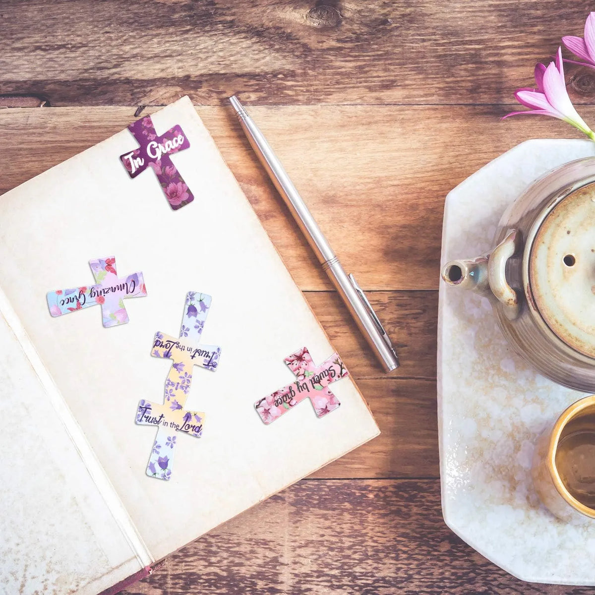 16 Pcs Magnetic Cross Bookmarks Gifts for Bible Study, Readers, Teachers, Students