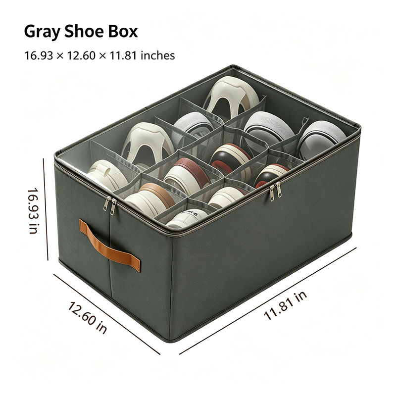 Foldable Shoe Organizer for Closet with Clear Cover, Large Stackable Shoe Storage Box