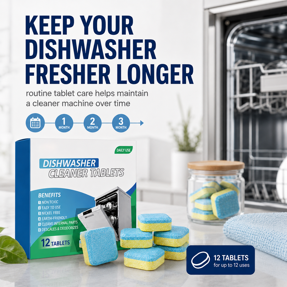 Dishwasher Cleaner Tablets 12-Pack