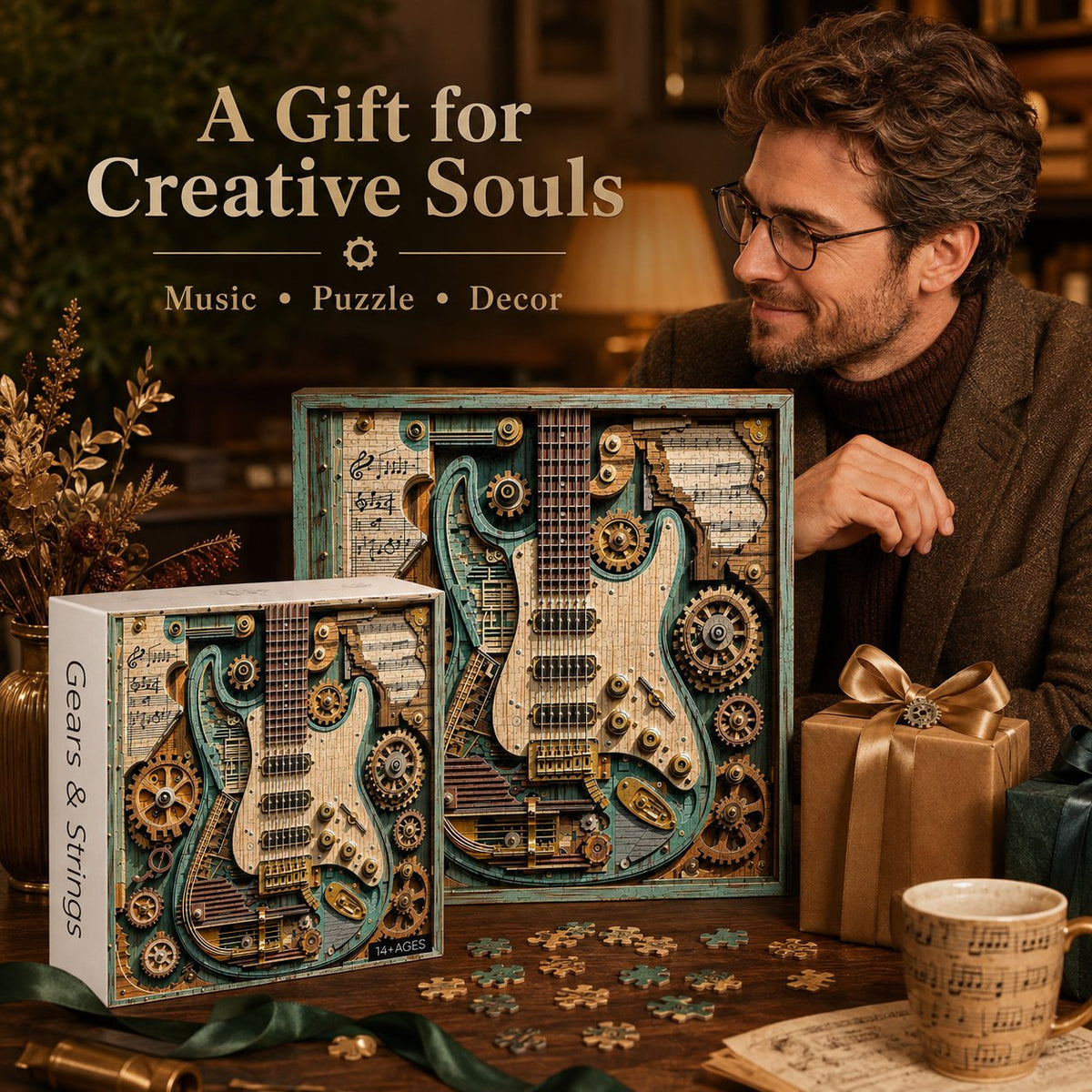 Gears & Strings 1000-Piece Steampunk Guitar Puzzle