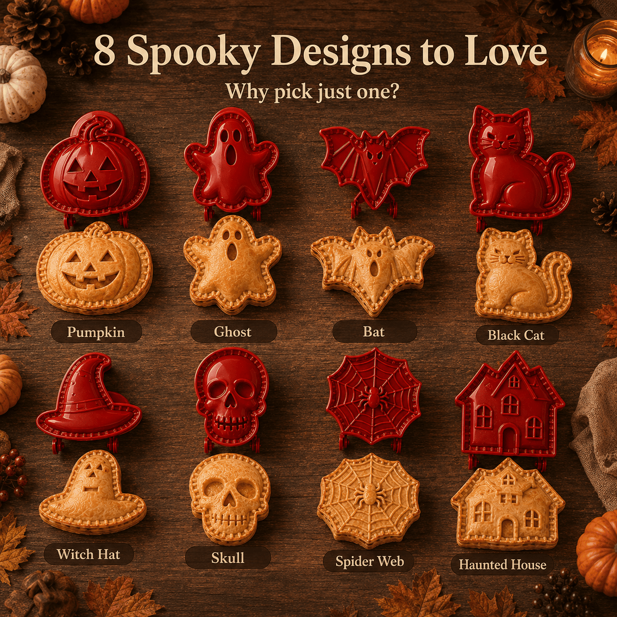 Halloween Mini Pie Maker Set – 8 Spooky Press & Seal Molds for Festive Baking
