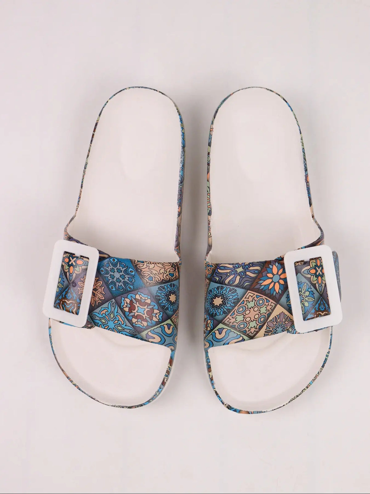 Women's Boho Floral Sandals – Chunky Sole, Lightweight