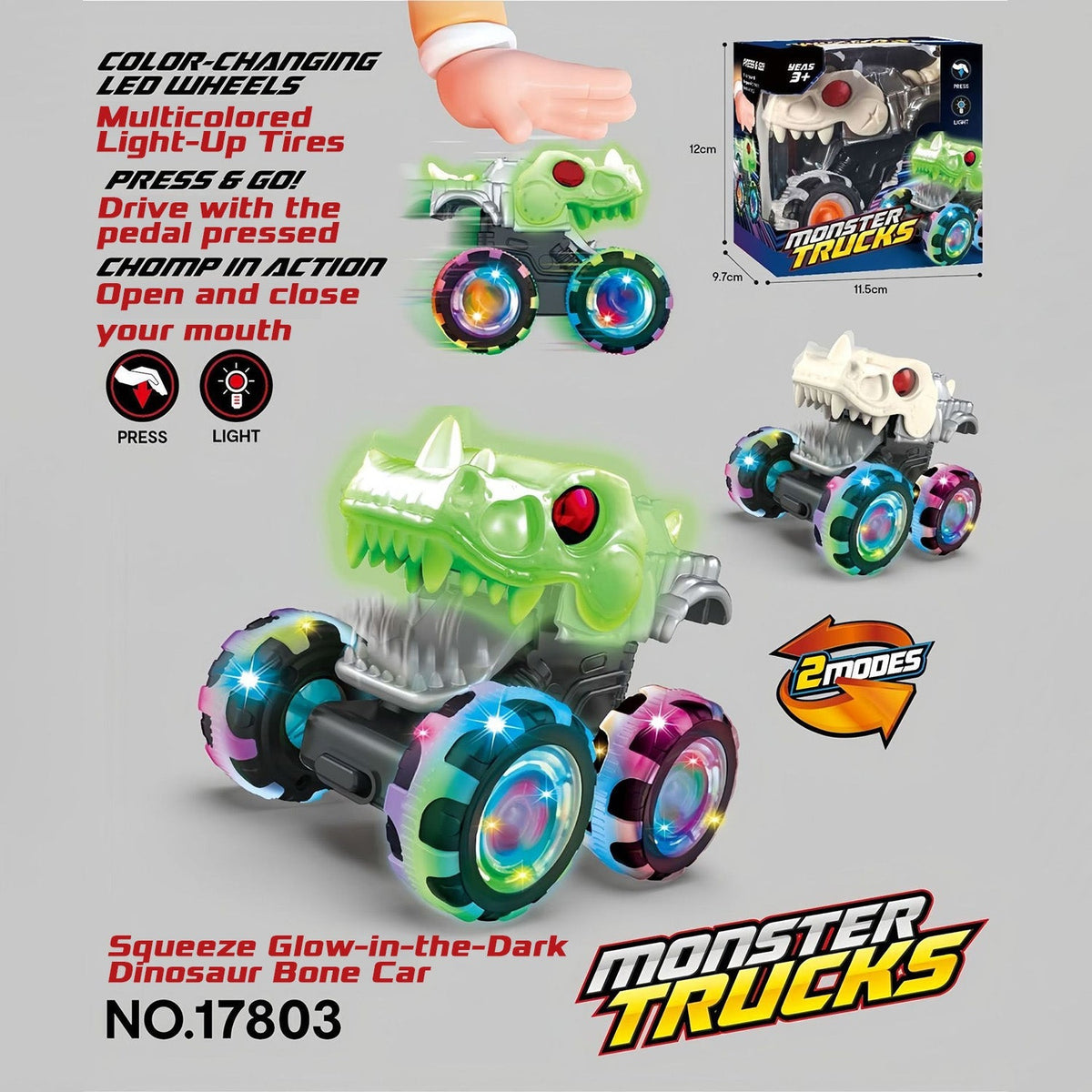 Hot Selling Light-Up Monster Truck – Press & Go Stunt Car for Kids