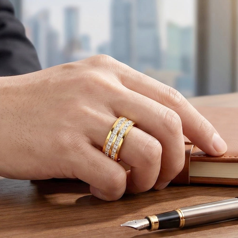 Rotating Crystal Ring, Relieves Anxiety, Symbolizes Vows & Luck, Waterproof & Fade-Resistant