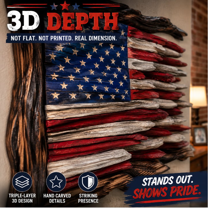Handcrafted Wooden American Flag Wall Decor
