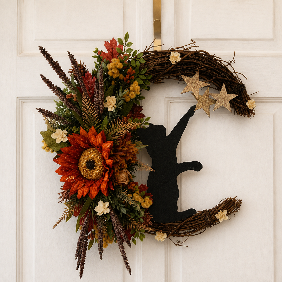Handmade Halloween Cat Wreath