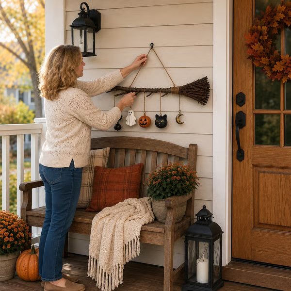 LAST DAY 70% OFF - Lighted Fall Broom Wall Hanging