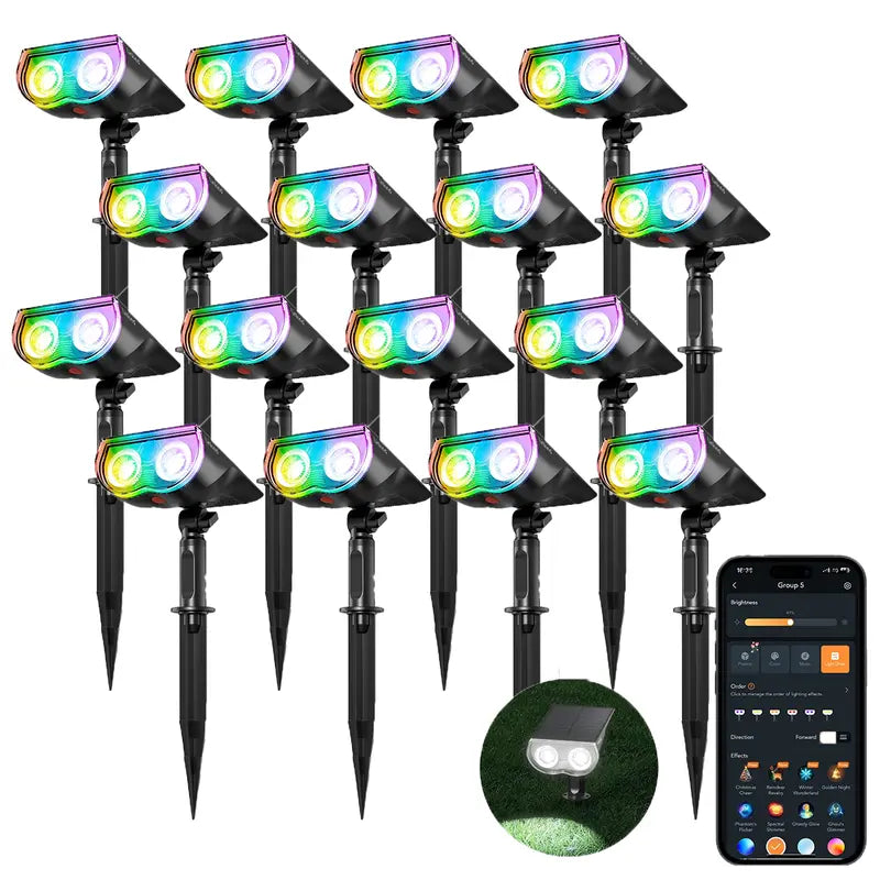 Smart Solar Color-Changing Landscape Spotlights – 2 Pack