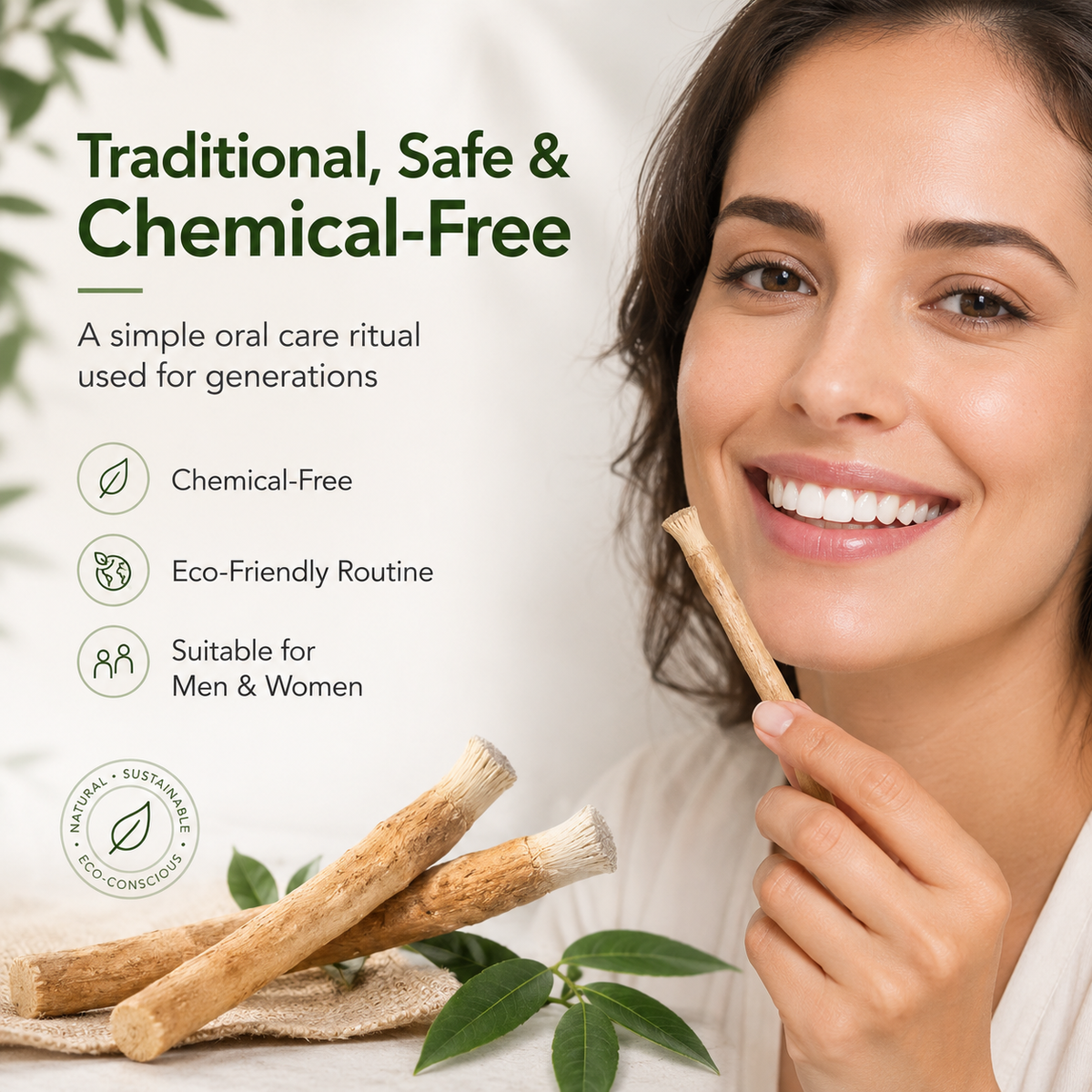 Natural Miswak Toothbrush Sticks – 3 Pack