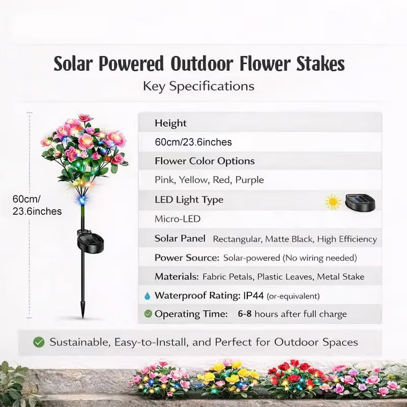 EverGlow Memorial Garden Bloom Lights – Featuring Ultra-Realistic Artificial Petals, Solar-Powered & Weatherproof