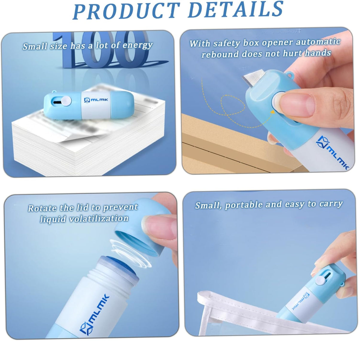 2-in-1 Thermal Label Eraser Pen with Mini Cutter(3pcs)