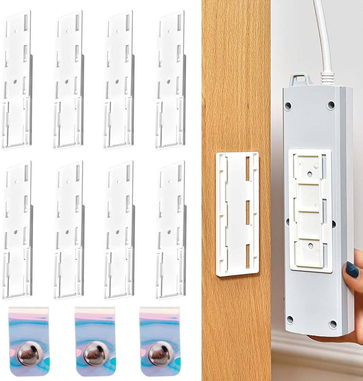 10 Counts Adhesive Punch-Free Socket Holder, Self Adhesive Desktop Socket Fixer