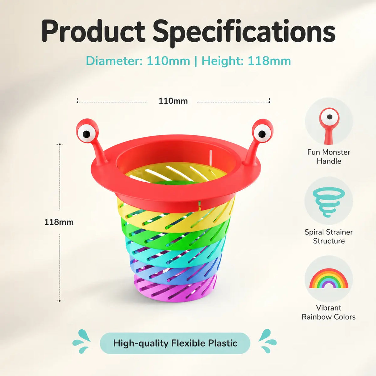 3PCS Rainbow Expandable Sink Strainer Basket, Rotatable Retractable Kitchen Sink Drain Filter