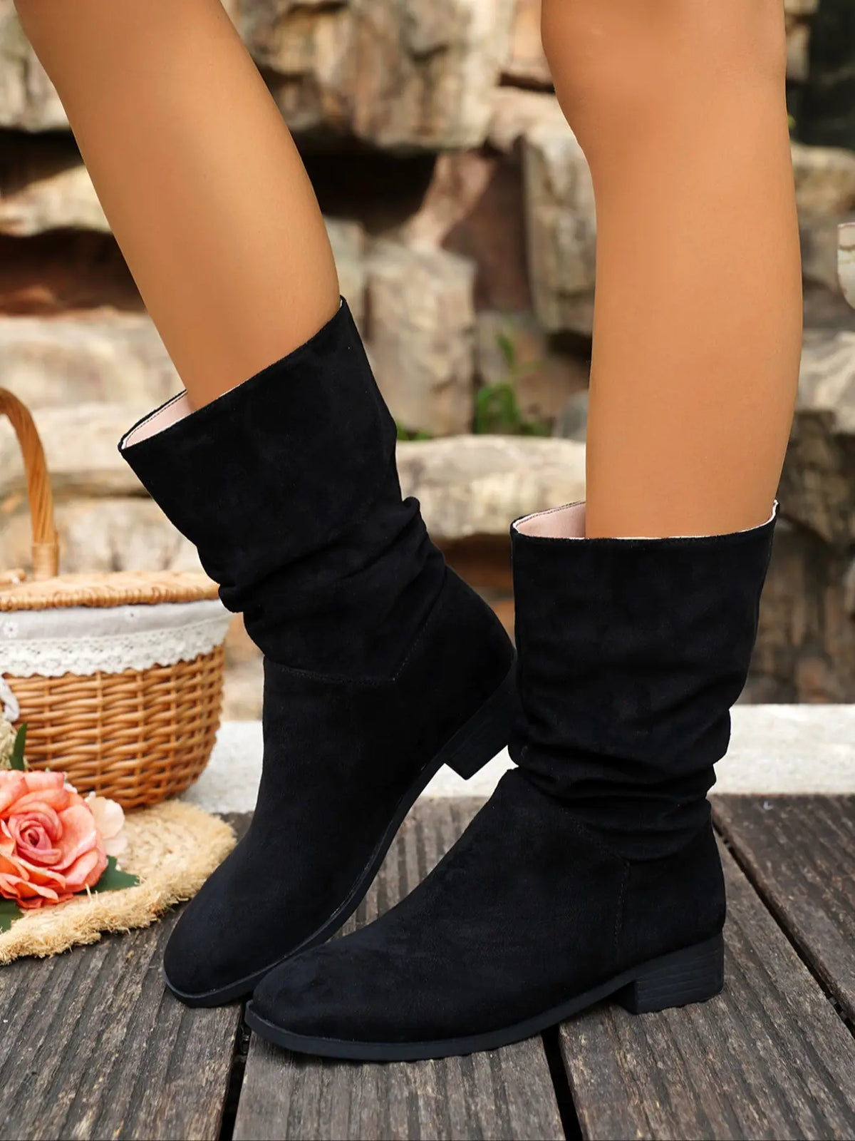 Women's Vintage Denim Knee-High Boots