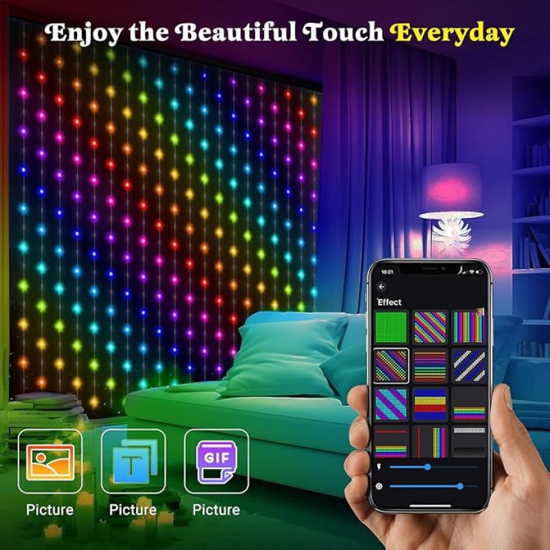Smart DIY Pixel LED Curtain Lights | APP & Remote Control