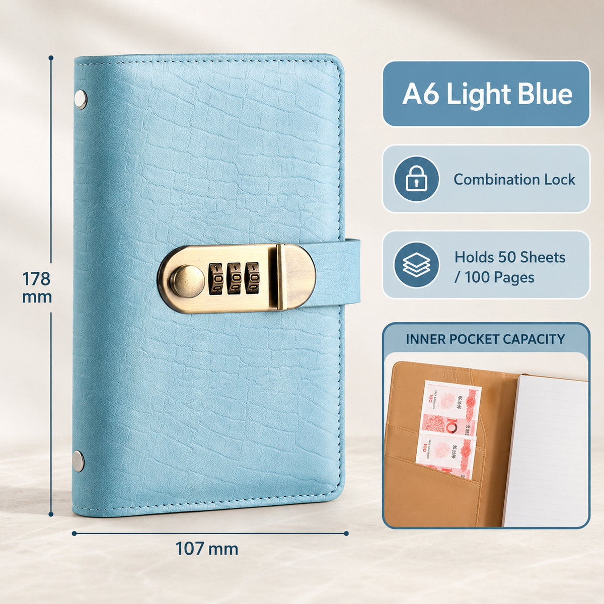 MONEY ORGANIZER | A6 Savings Notebook with Secure Closure – Cash Storage, Budget Planner & Expense Tracker