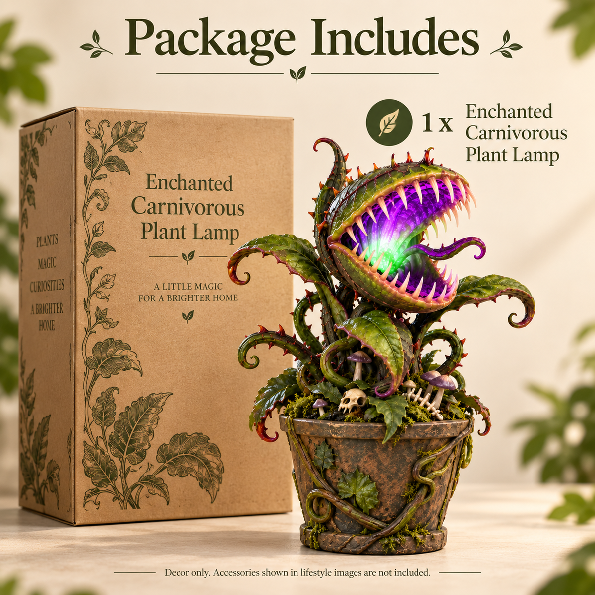 Limited Stock 50% OFF: Enchanted Carnivorous Plant Lamp Fantasy Glowing Resin Decor