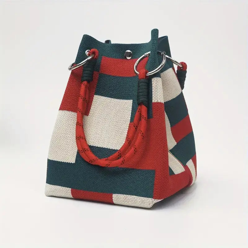 Boho Woven Polyester Bucket Bag