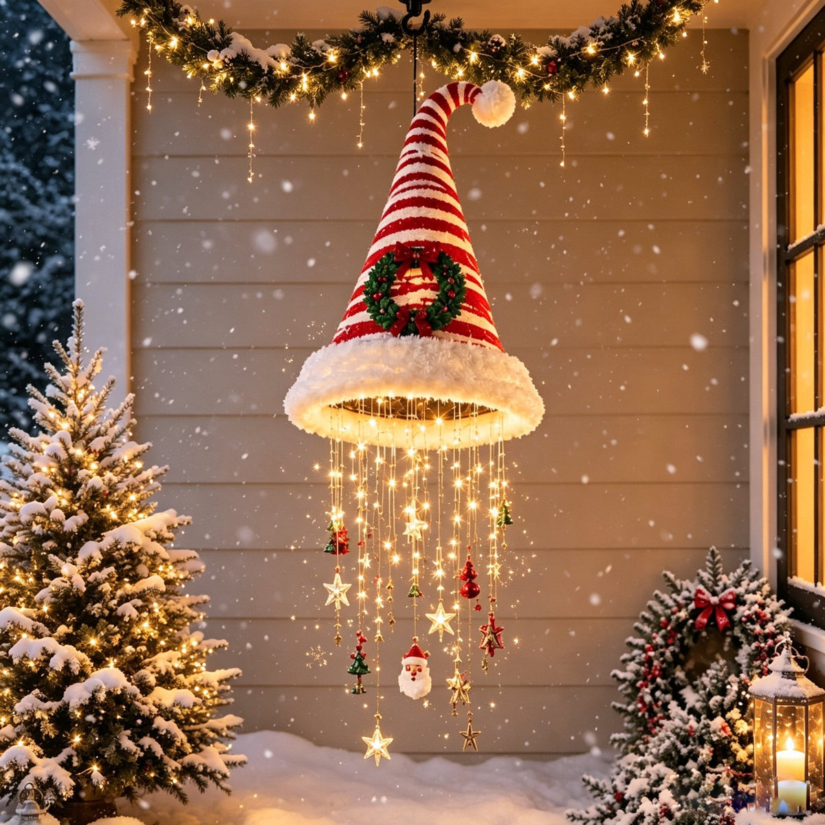 Lighted Santa Hat Hanging Chandelier