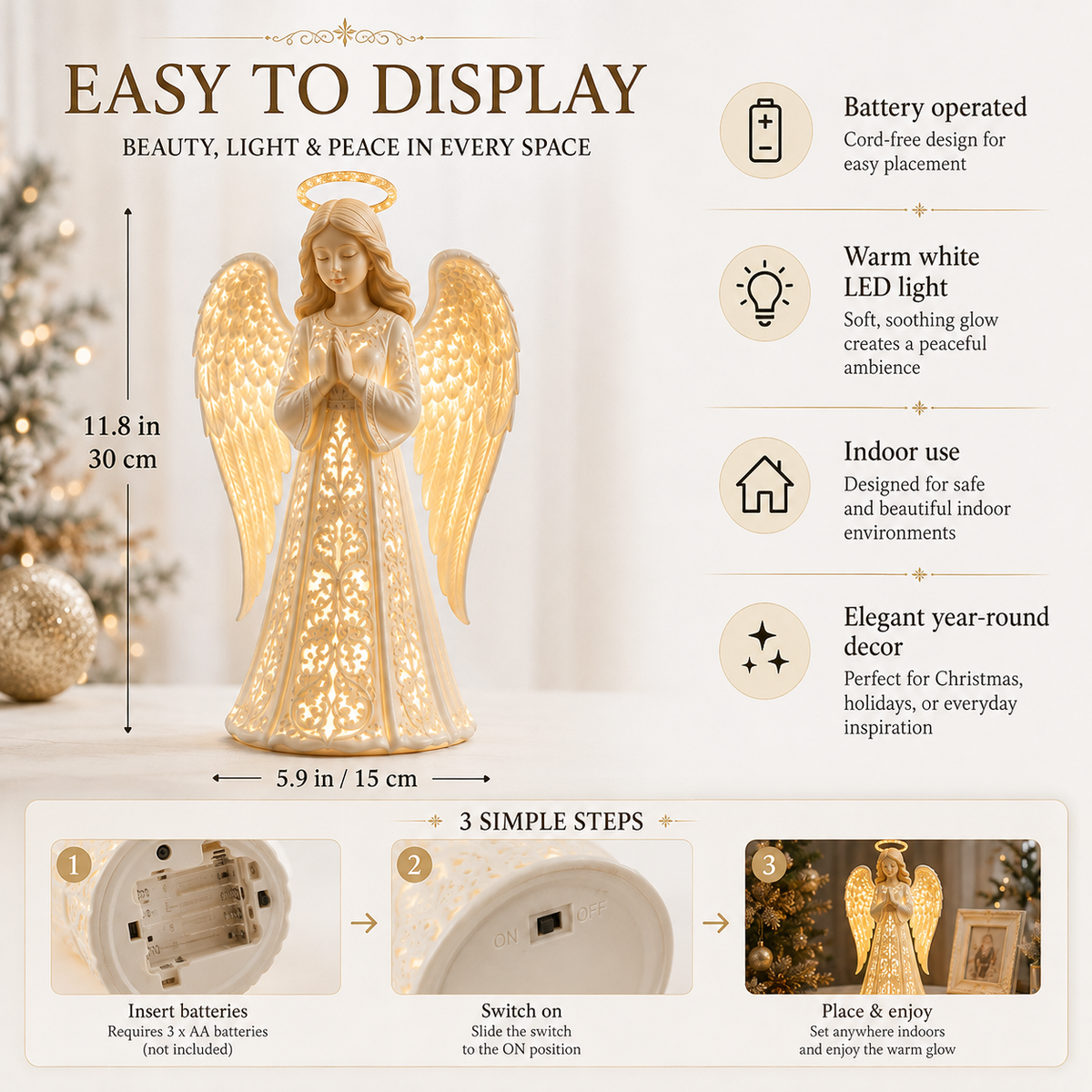 Angel Guardian Christmas Light – Warm Holiday Glow