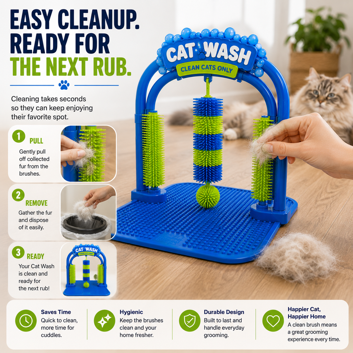 Interactive Cat Self-Grooming Arch – Multi-Angle Massage Brush & Play Station