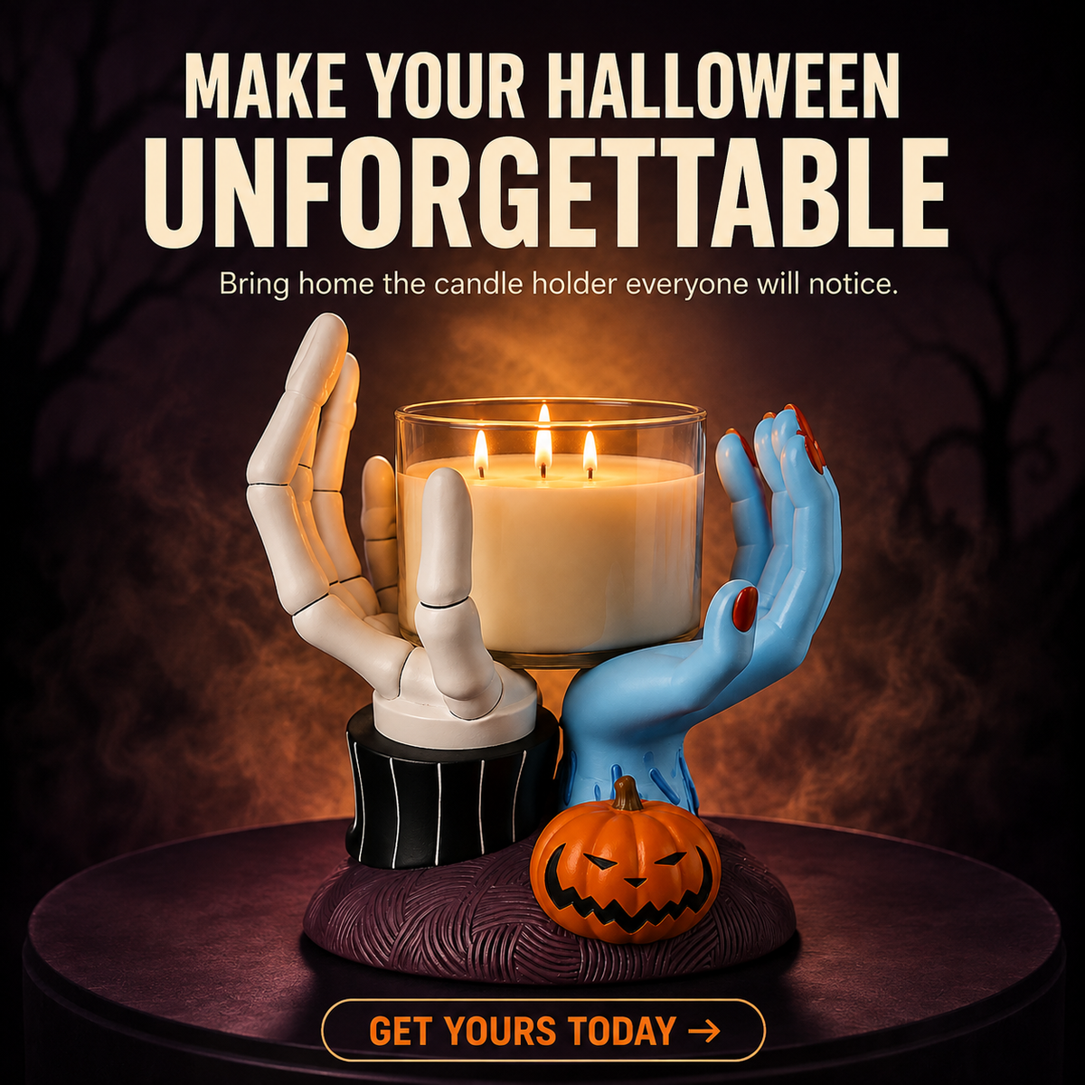 Spooky Hands Candle Holder – Cute & Creepy Halloween Tabletop Decor