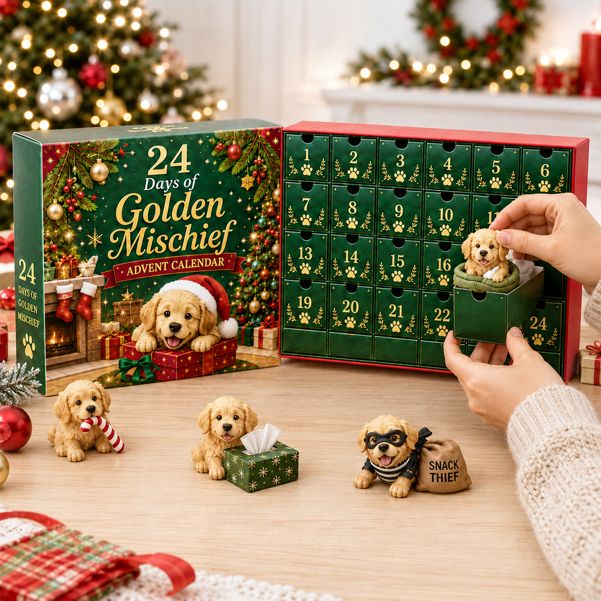 24 Days of Golden Mischief Advent Calendar – 24 Unique Golden Retriever Collectibles