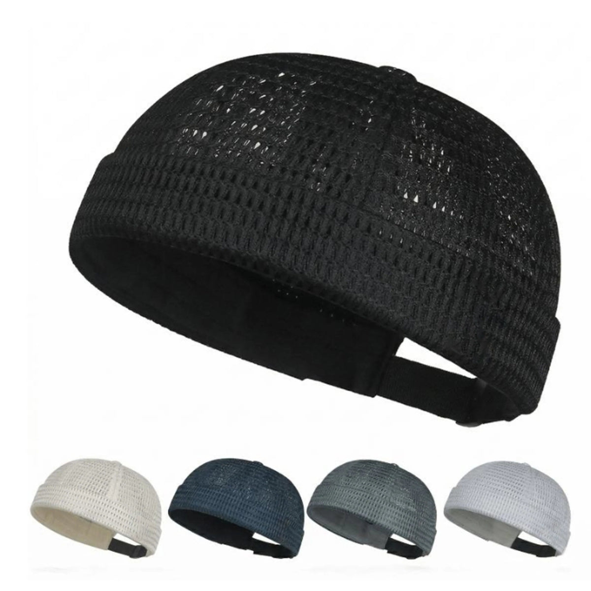Men’s Breathable Brimless Docker Hat – Lightweight Mesh Skull Cap for Summer Outdoor Wear