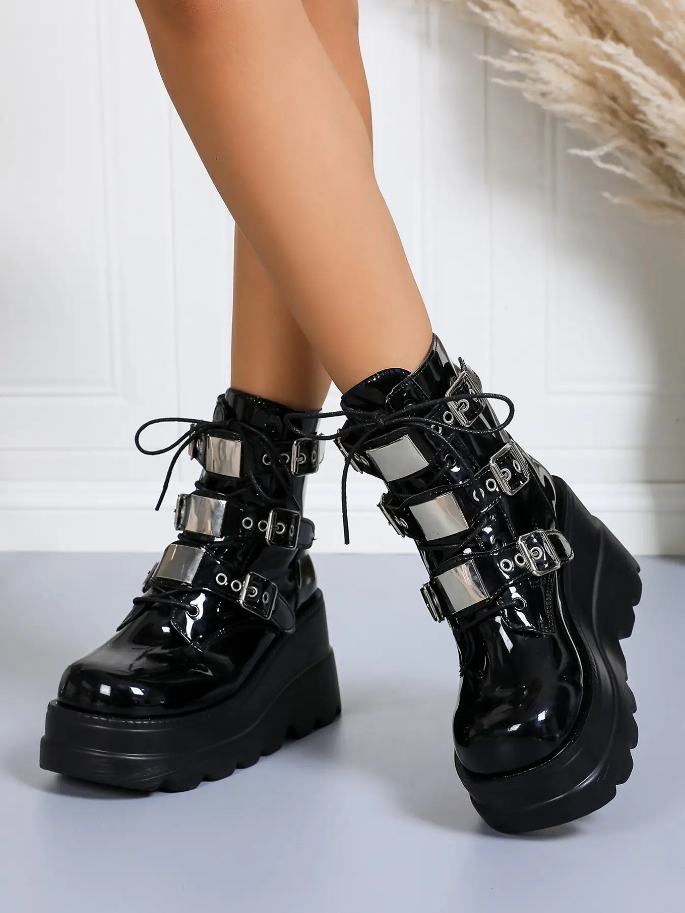 Women's Punk Gothic Boots – Chunky Sole, Non-Slip