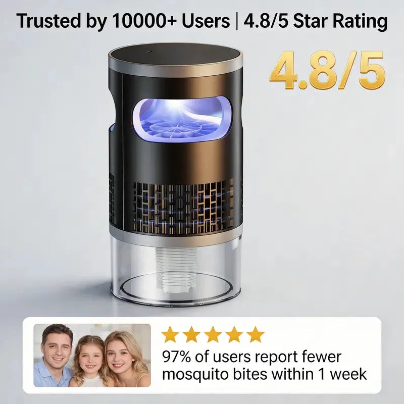 50K+ Sold Indoor Light & Suction Bug Trap Non-Zapper Catcher for Mosquitoes and Flying Insects