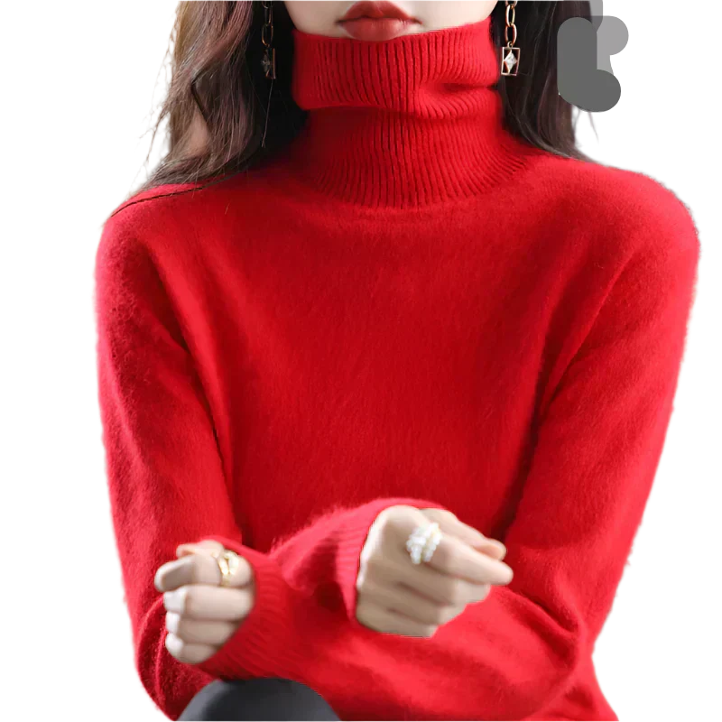 AuroraWeave Women's Cashmere Turtleneck Sweater - Autumn Knit