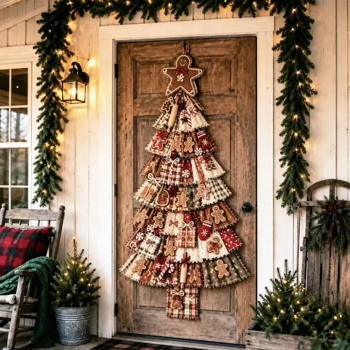 CHRISTMAS DOOR FAVORITE| Layered Fabric Tree Hanging