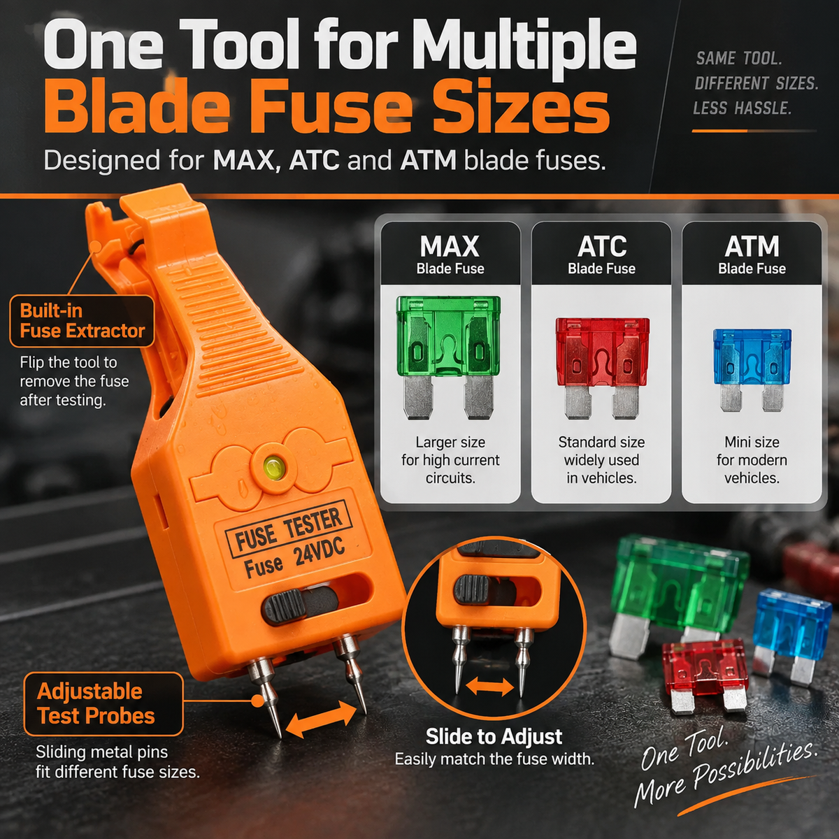 Fuse Tester & Puller — Test & Extract Blade Fuses in One Tool