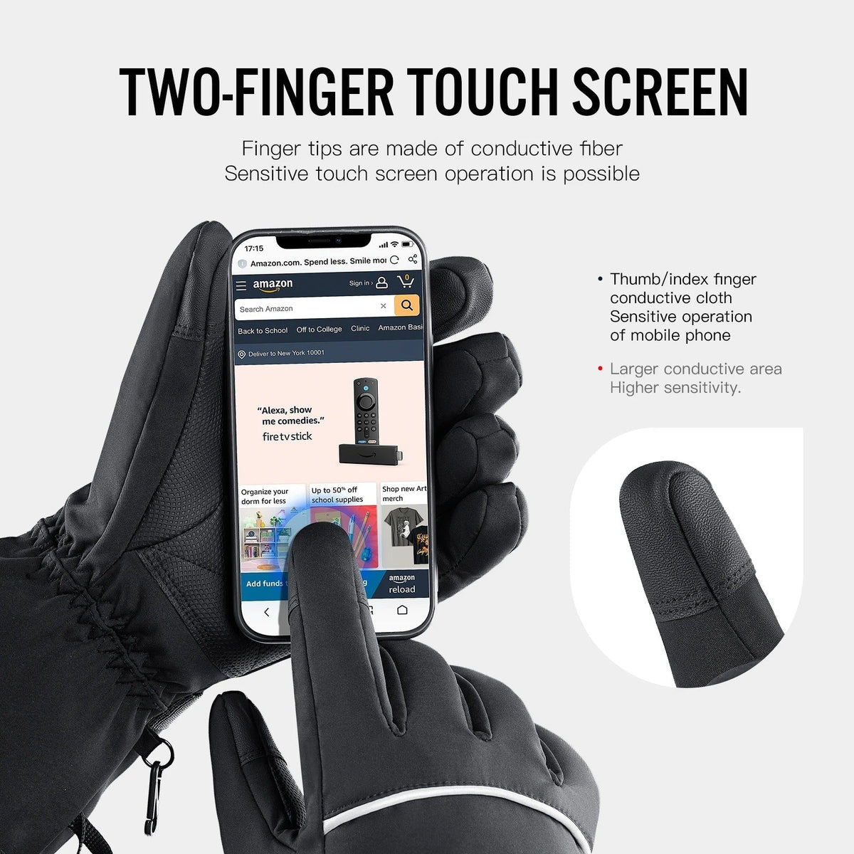 Battery-Powered Heated Gloves with Touchscreen Function and Adjustable Heat