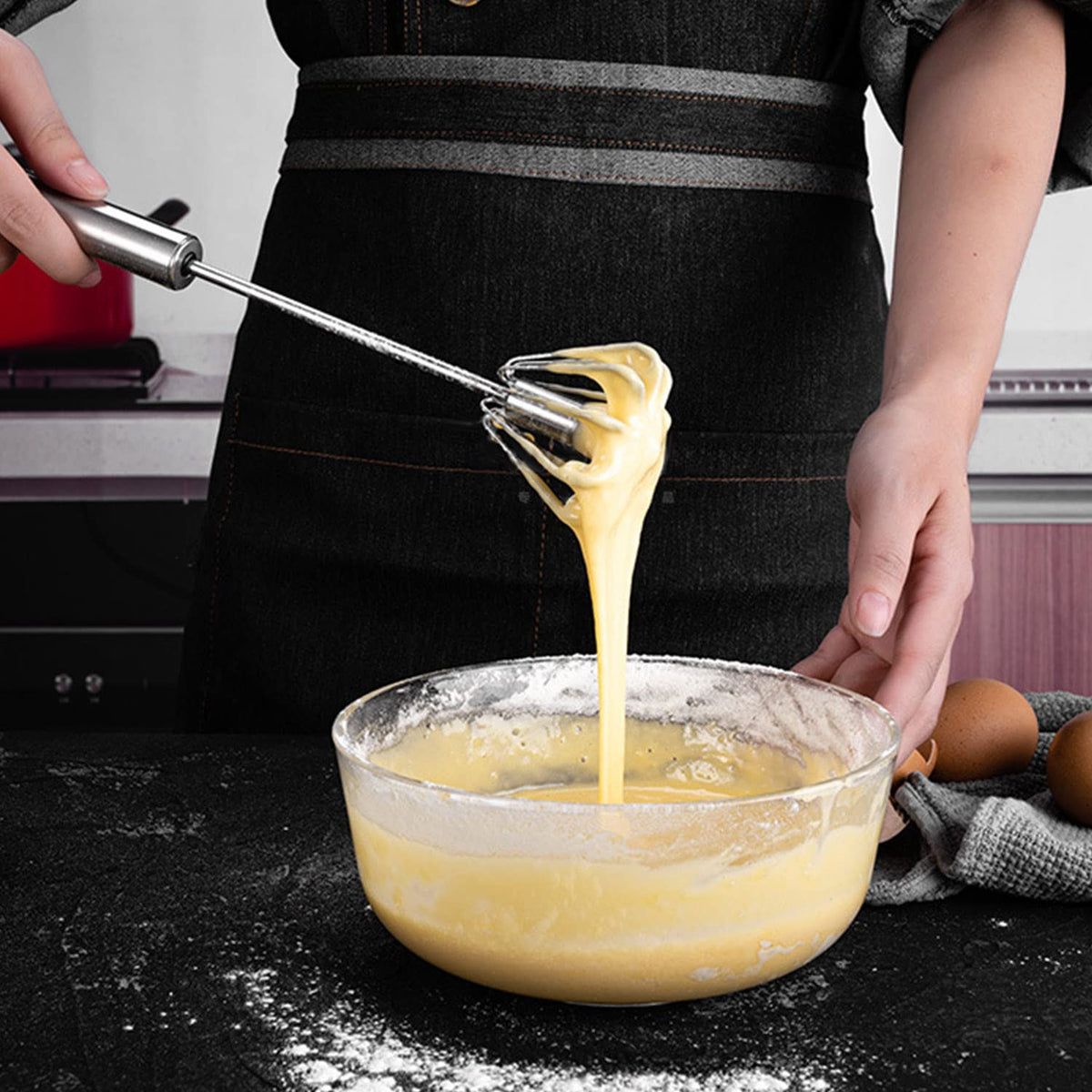 Hot Sale! Push Rotary Whisk Set – Mix Faster with Less Effort