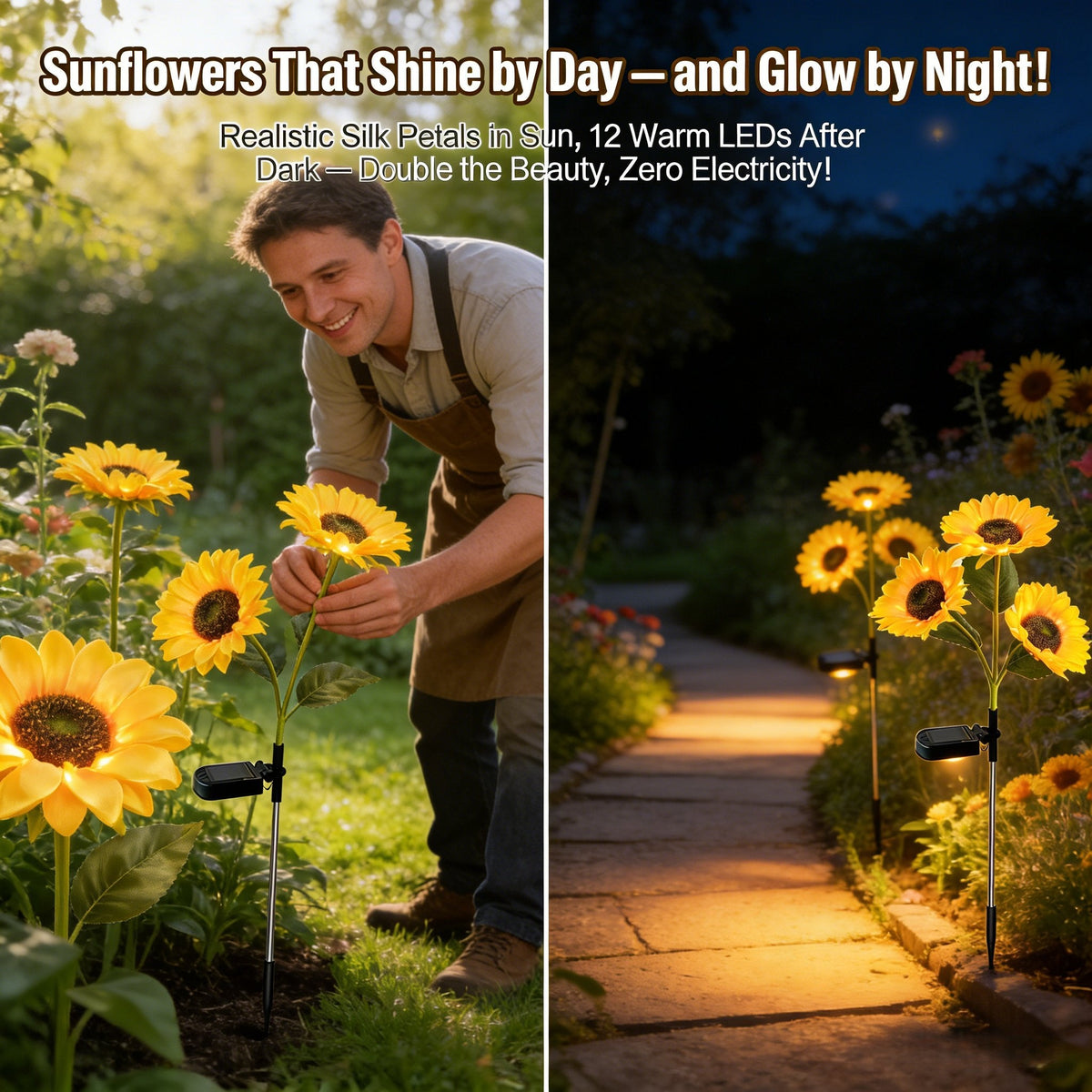 Solar Sunflower Garden Lights – Realistic LED Flower Stakes