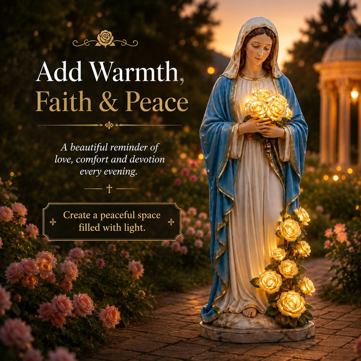 Solar-Powered Virgin Mary Garden Light