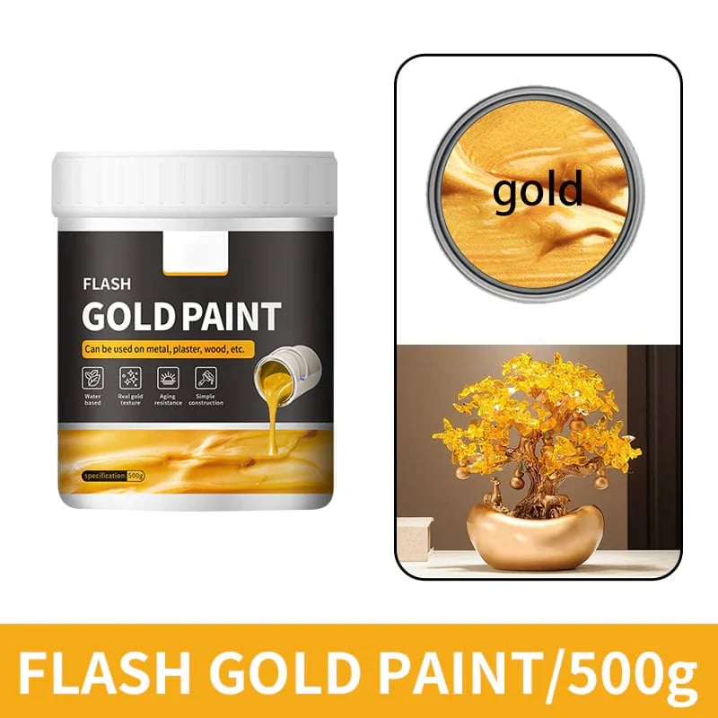 49% OFF Today | Water-Based Flash Gold Paint Metallic Shine for Canvas, Wood & Ceramic